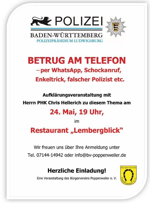 Einladung zur Veranstaltung: Betrug am Telefon